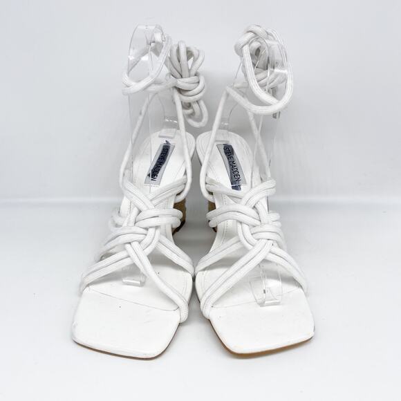 Steve Madden Women's Idolized Ankle Tie Espadrille Wedge Sandals White Size 7M - Picture 2 of 12